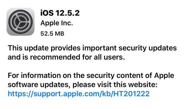 宁安苹果手机维修分享iOS12.5.2发布，建议所有老苹果用户安装 